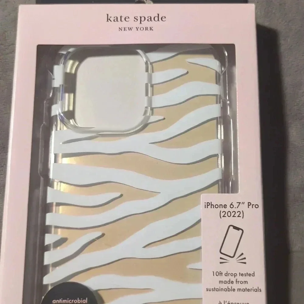 KATE Spade protective hardshell case iPhone 14 pro max- white zebra